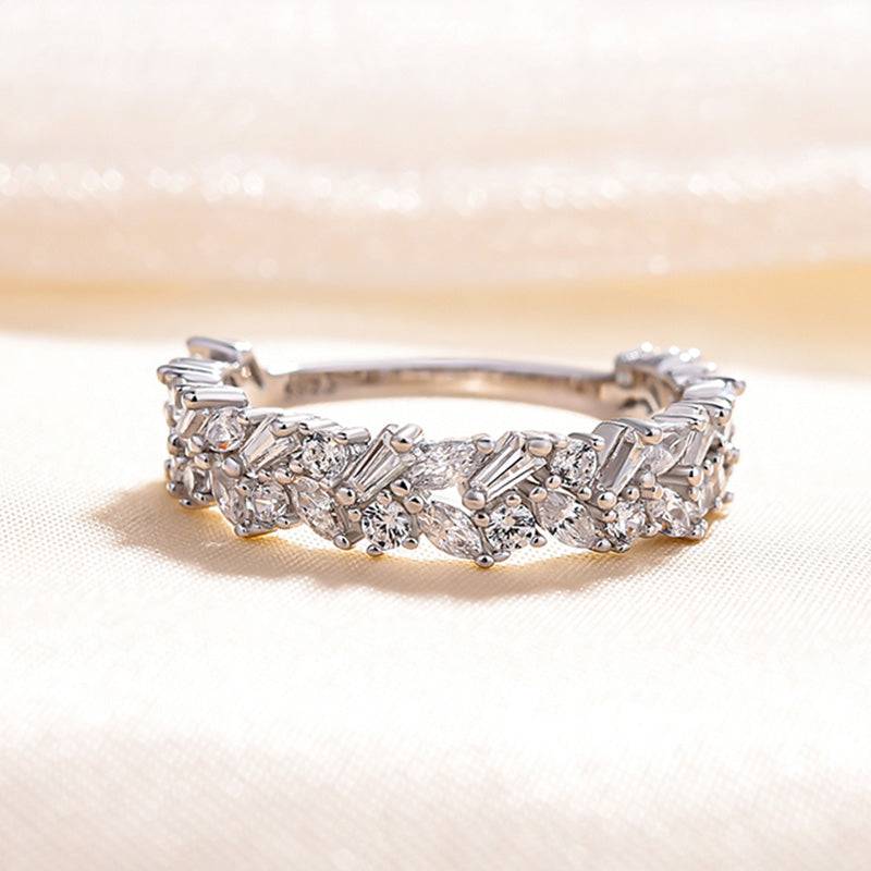 Louily Elegant Anniversary Simulated Diamond Wedding Band In Sterling Silver - louilyjewelry