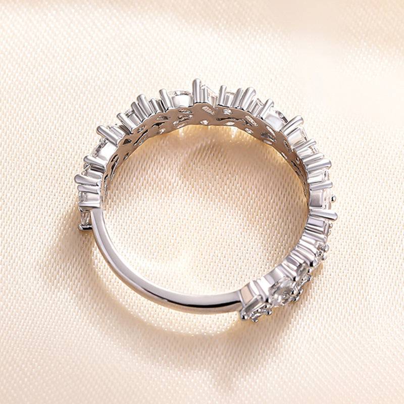 Louily Elegant Anniversary Simulated Diamond Wedding Band In Sterling Silver - louilyjewelry