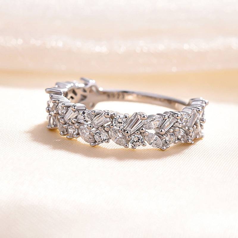 Louily Elegant Anniversary Simulated Diamond Wedding Band In Sterling Silver - louilyjewelry