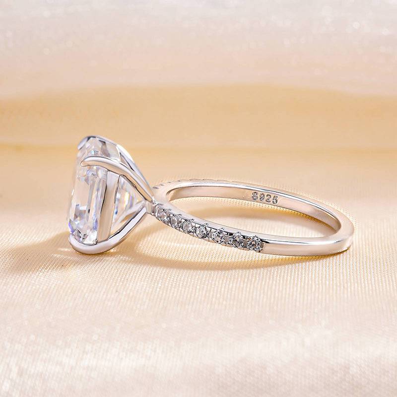 Louily Elegant Asscher Cut Women's Engagement Ring In Sterling Silver - louilyjewelry