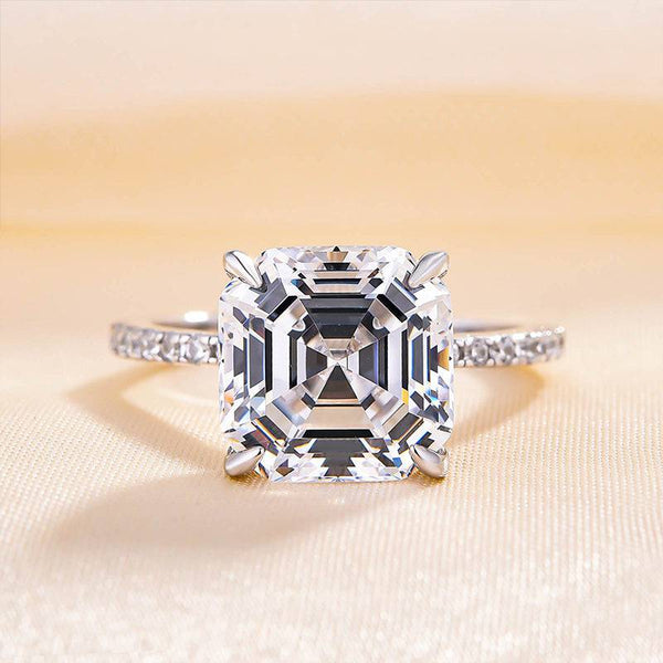 Louily Elegant Asscher Cut Women's Engagement Ring In Sterling Silver