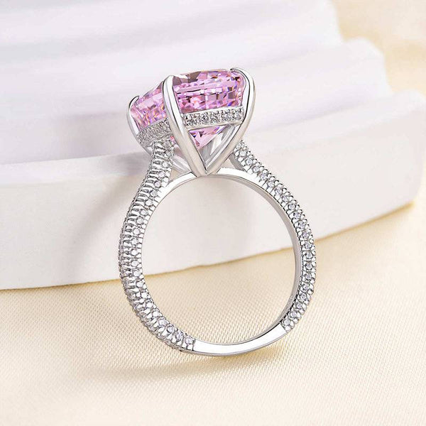 Louily Elegant Crushed Ice Pink Stone Cushion Cut Engagement Ring