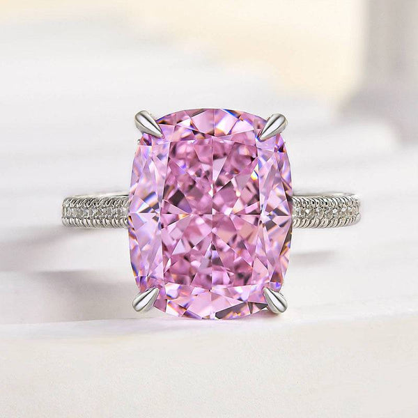 Louily Elegant Crushed Ice Pink Stone Cushion Cut Engagement Ring