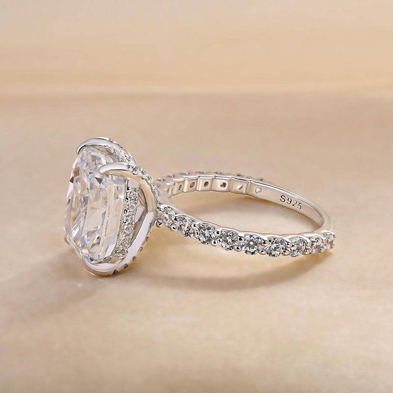 Louily Elegant Cushion Cut Engagement Ring For Women In Sterling Silver - louilyjewelry