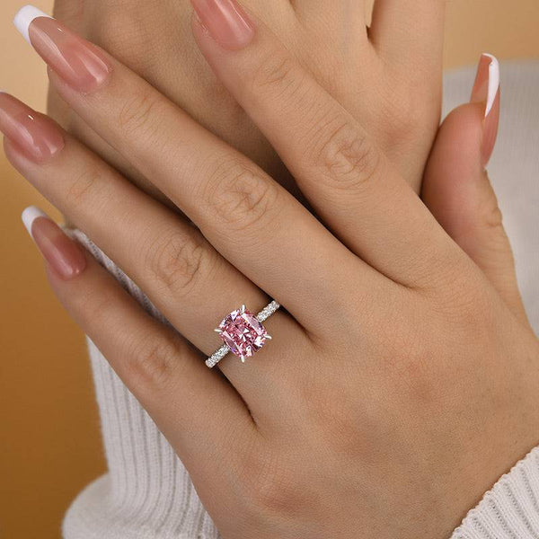 Louily Elegant Cushion Cut Pink Sapphire Women's Engagement Ring In Sterling Silver