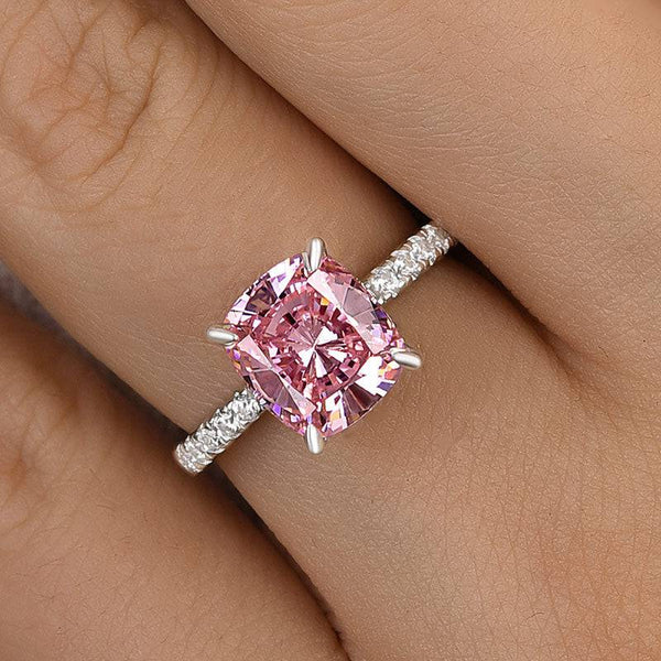 Louily Elegant Cushion Cut Pink Sapphire Women's Engagement Ring In Sterling Silver