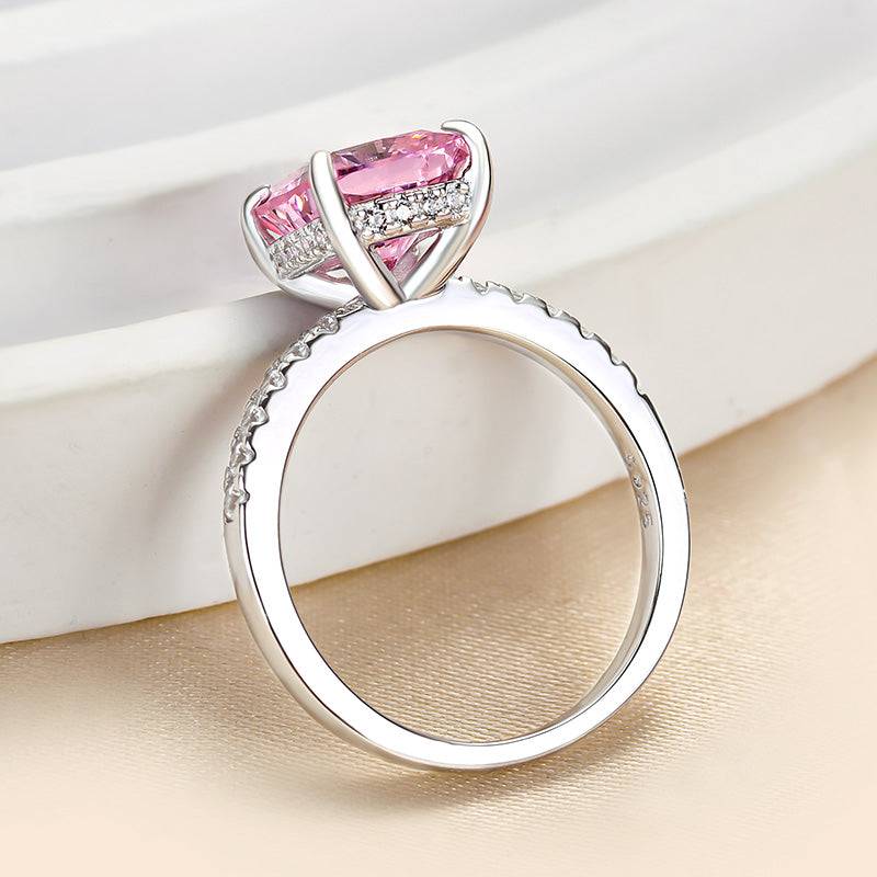 Louily Elegant Cushion Cut Pink Sapphire Women's Engagement Ring In Sterling Silver - louilyjewelry