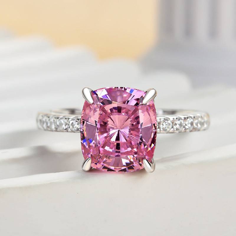 Louily Elegant Cushion Cut Pink Sapphire Women's Engagement Ring In Sterling Silver - louilyjewelry