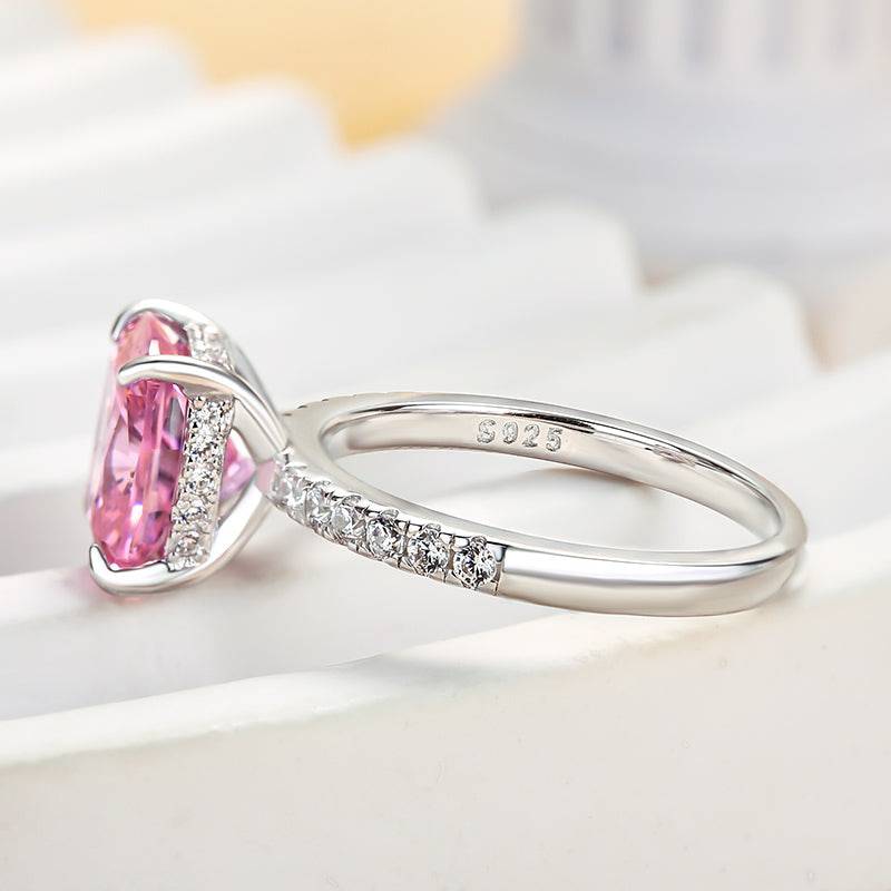 Louily Elegant Cushion Cut Pink Sapphire Women's Engagement Ring In Sterling Silver - louilyjewelry