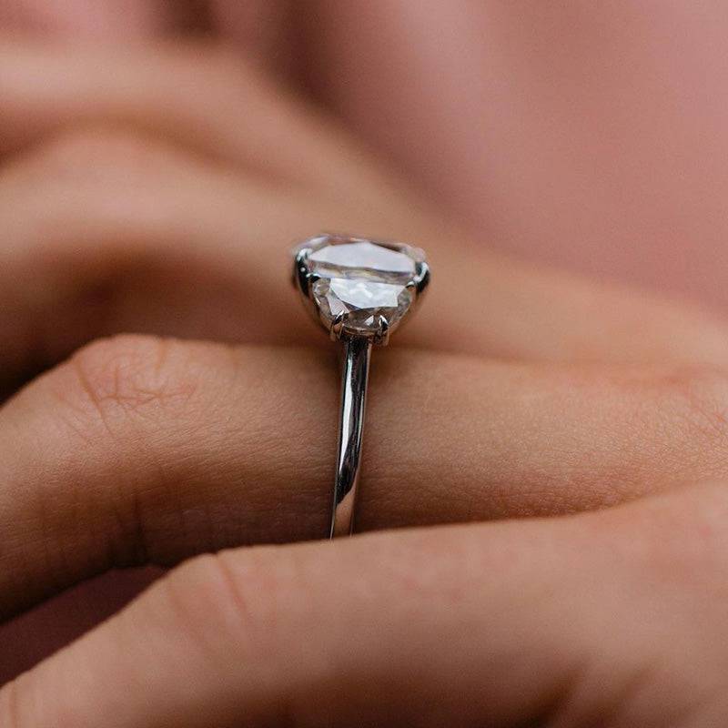 Louily Elegant Cushion Cut Three Stone Engagement Ring In Sterling Silver - louilyjewelry