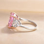 Louily Elegant Cushion Cut Three Stone Pink Sapphire Engagement Ring In Sterling Silver - louilyjewelry