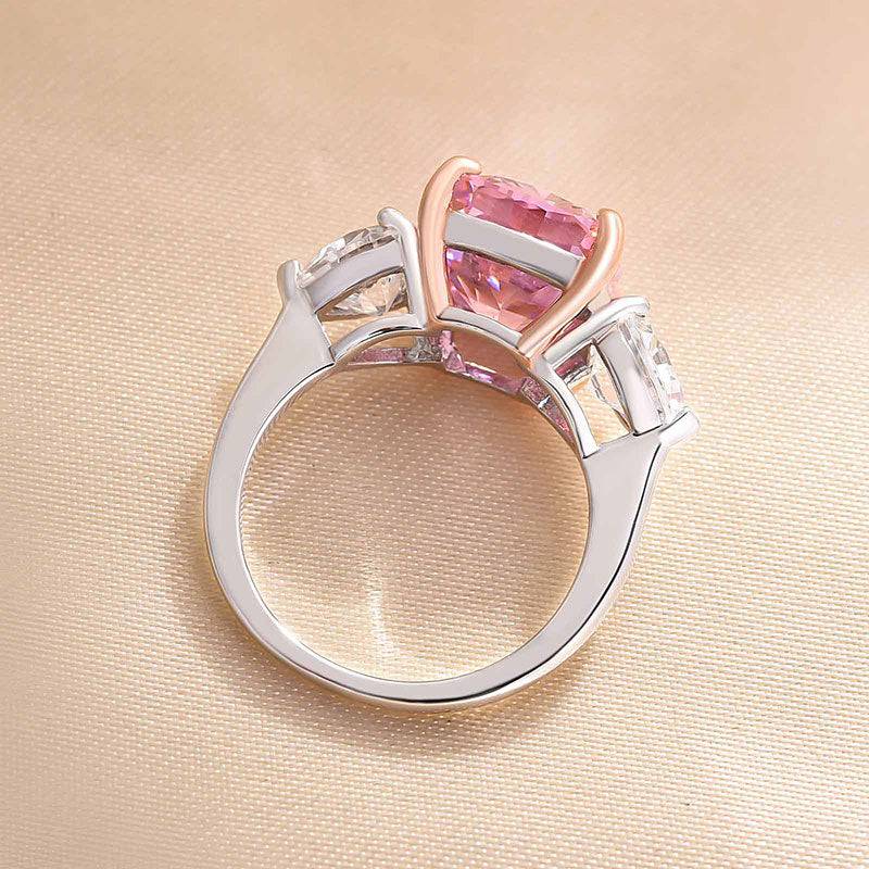 Louily Elegant Cushion Cut Three Stone Pink Sapphire Engagement Ring In Sterling Silver - louilyjewelry