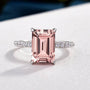 Louily Elegant Emerald Cut Morganite Pink Women's Engagement Ring In Sterling Silver - louilyjewelry