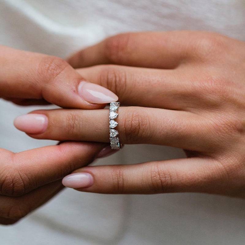 Louily Elegant Full Heart Cut Women's Wedding Band In Sterling Silver - louilyjewelry