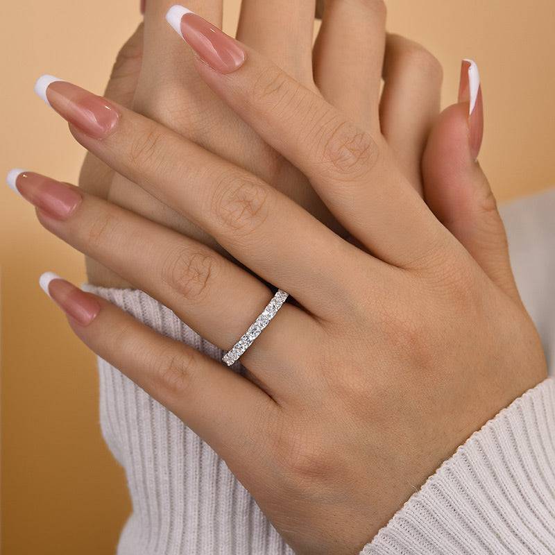 Louily Elegant Half Radiant Cut Women's Wedding Band - louilyjewelry