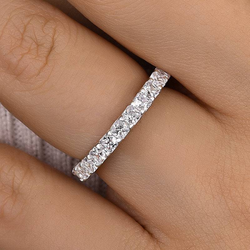 Louily Elegant Half Radiant Cut Women's Wedding Band - louilyjewelry