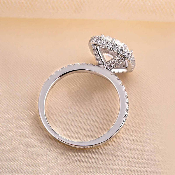 Louily Elegant Halo Cushion Cut Engagement Ring In Sterling Silver