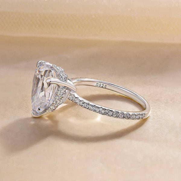 Louily Elegant Heart Cut Engagement Ring For Women In Sterling Silver