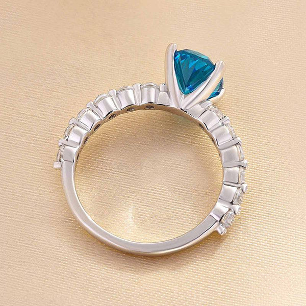 Louily Elegant Oval Cut Aquamarine Blue Engagement Ring In Sterling Silver