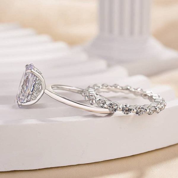 Louily Elegant Oval Cut Wedding Ring Set For Women In Sterling Silver
