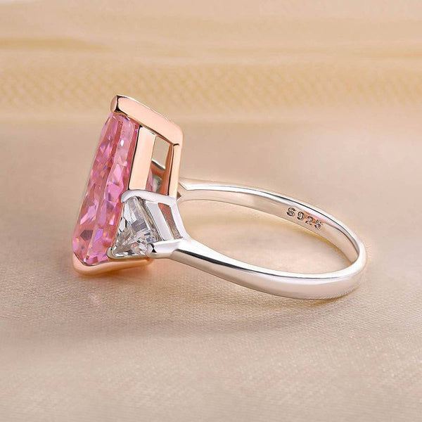 Louily Elegant Pear Cut Pink Sapphire Three Stone Engagement Ring In Sterling Silver