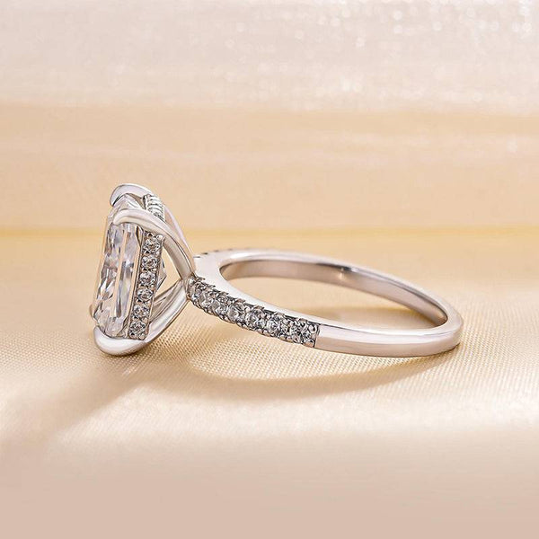 Louily Elegant Radiant Cut Engagement Ring For Women In Sterling Silver