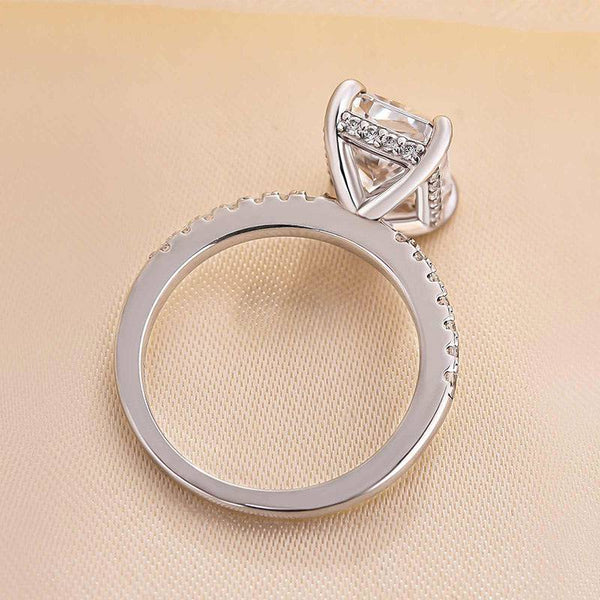 Louily Elegant Radiant Cut Engagement Ring For Women In Sterling Silver