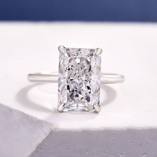 Louily Elegant Radiant Cut Engagement Ring In Sterling Silver