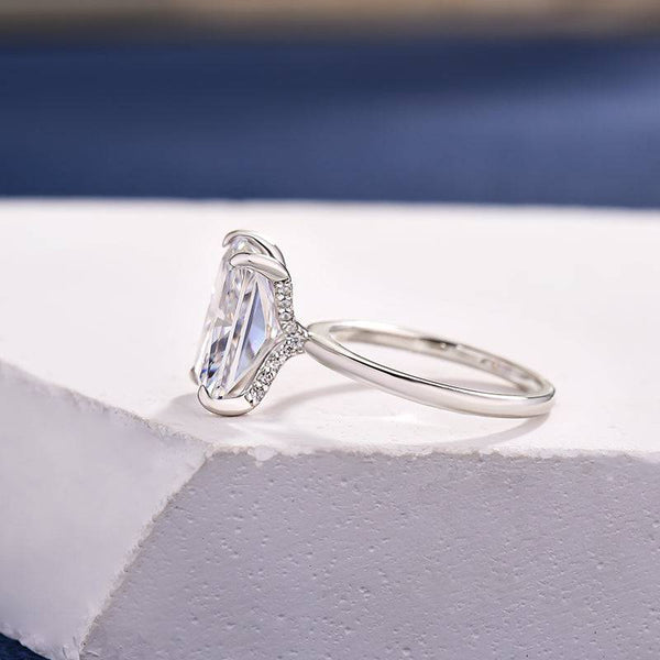 Louily Elegant Radiant Cut Engagement Ring In Sterling Silver