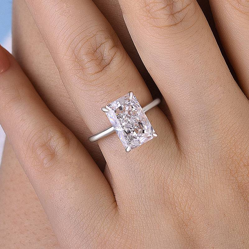 Louily Elegant Radiant Cut Engagement Ring In Sterling Silver - louilyjewelry