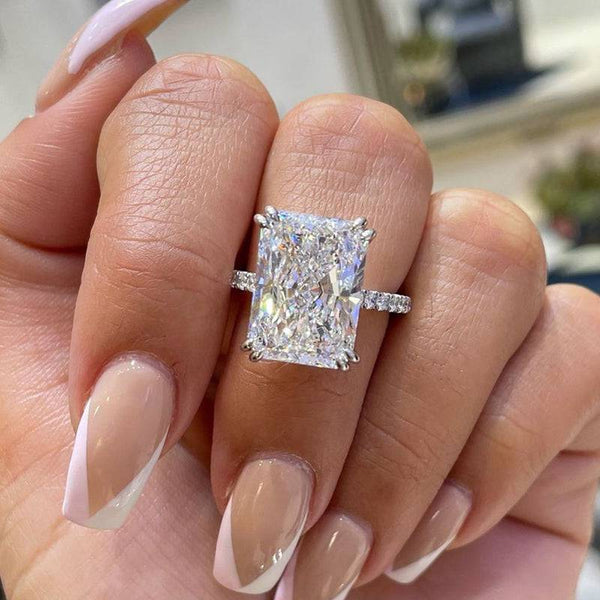 Louily Elegant Radiant Cut Simulated Diamond Engagement Ring