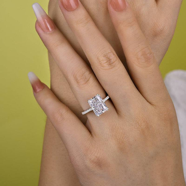 Louily Elegant Radiant Cut Simulated Diamond Engagement Ring