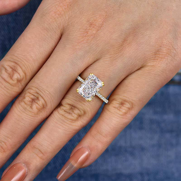 Louily Elegant Radiant Cut Simulated Diamond Engagement Ring
