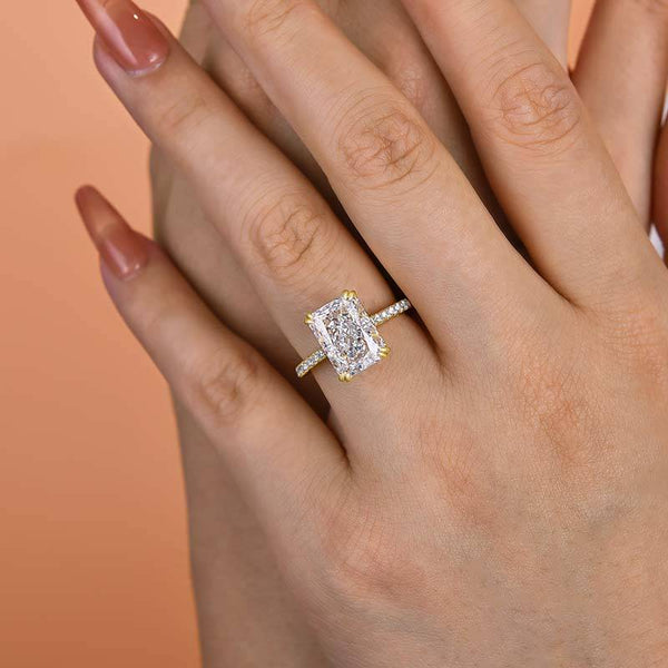 Louily Elegant Radiant Cut Simulated Diamond Engagement Ring