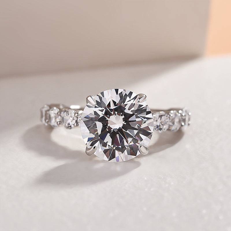 Louily Elegant Round Cut Engagement Ring For Women In Sterling Silver - louilyjewelry