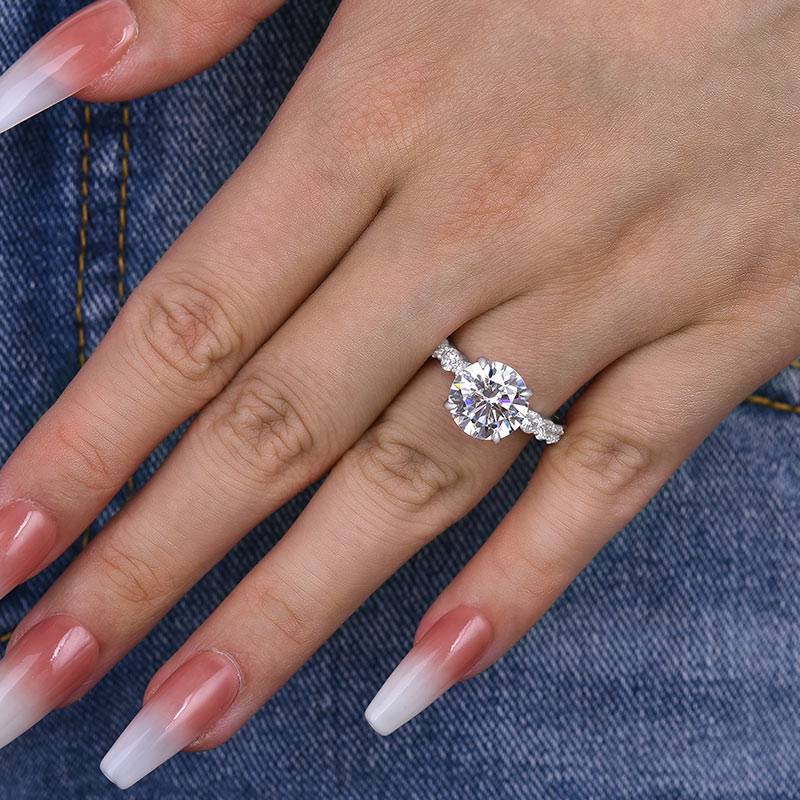 Louily Elegant Round Cut Engagement Ring For Women In Sterling Silver - louilyjewelry