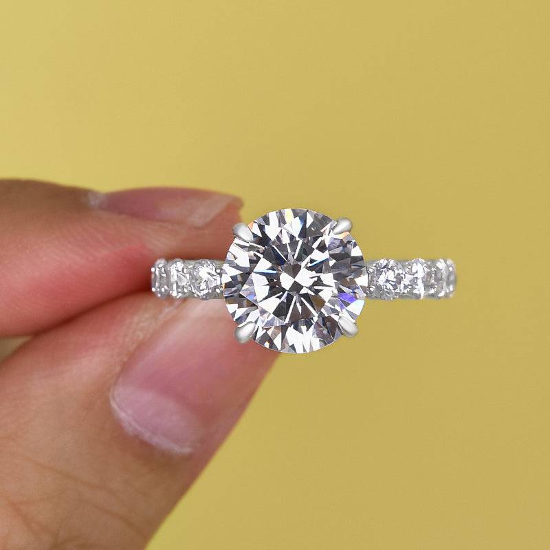 Louily Elegant Round Cut Engagement Ring For Women In Sterling Silver - louilyjewelry