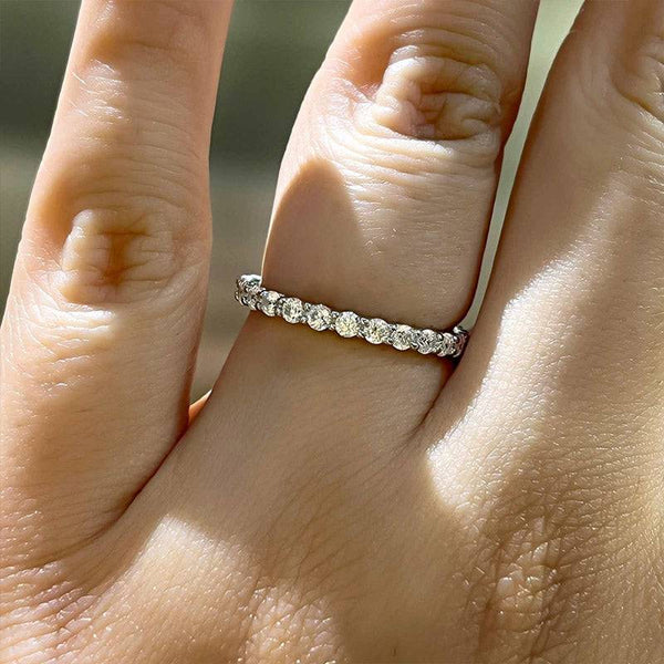 Louily Elegant Round Cut Eternity Wedding Band In Sterling Silver