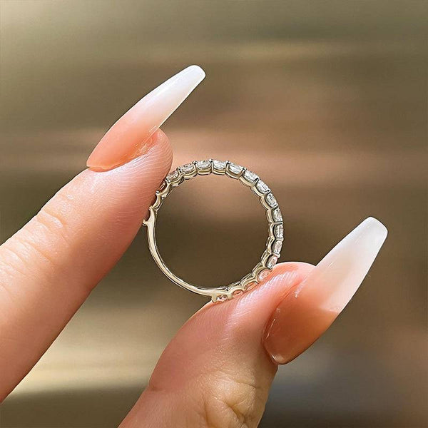 Louily Elegant Round Cut Eternity Wedding Band In Sterling Silver