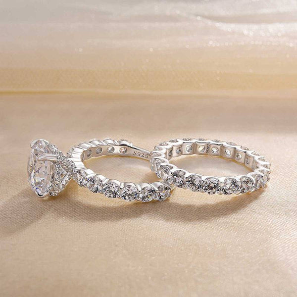 Louily Elegant Round Cut Wedding Set For Women In Sterling Silver