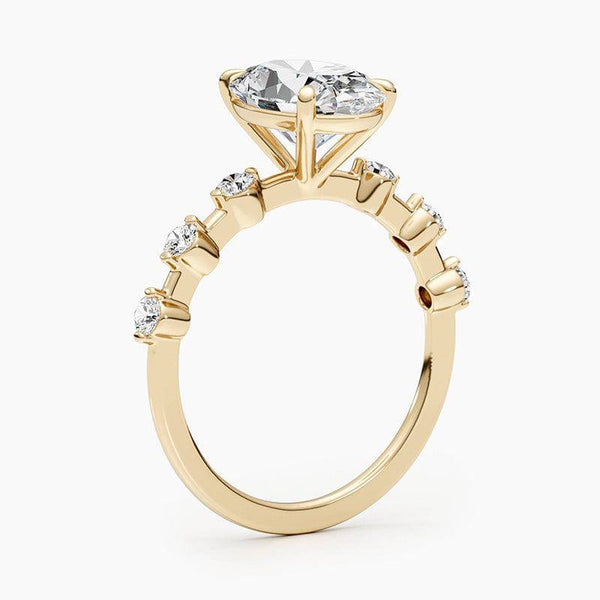 Louily Elegant Yellow Gold Oval Cut Engagement Ring In Sterling Silver