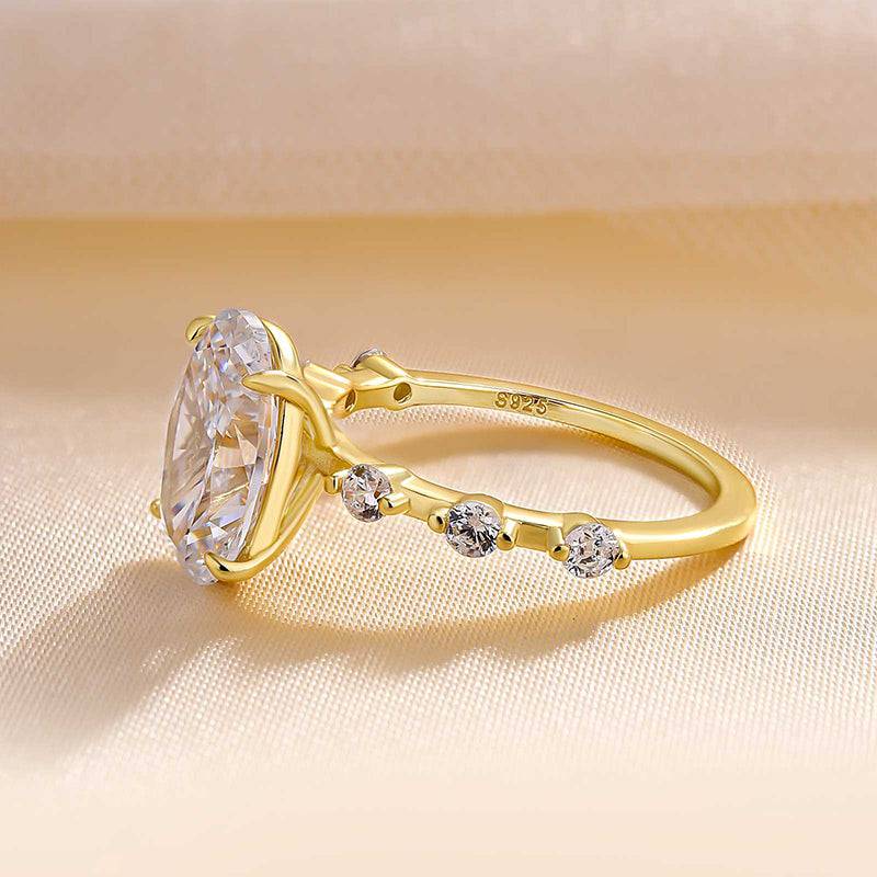 Louily Elegant Yellow Gold Oval Cut Engagement Ring In Sterling Silver - louilyjewelry