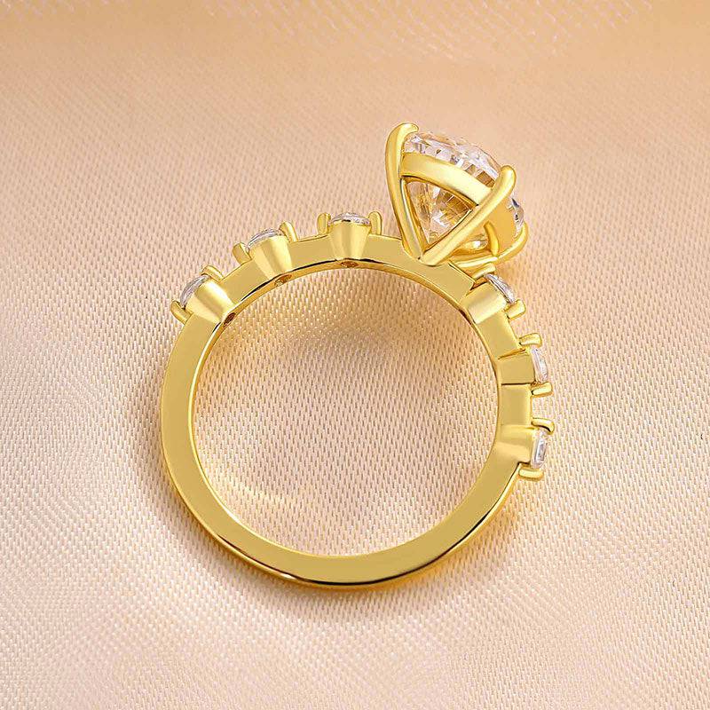 Louily Elegant Yellow Gold Oval Cut Engagement Ring In Sterling Silver - louilyjewelry