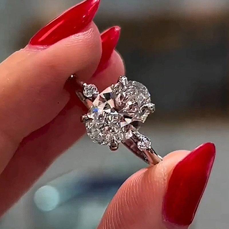 Louily Elegant Yellow Gold Oval Cut Engagement Ring In Sterling Silver - louilyjewelry