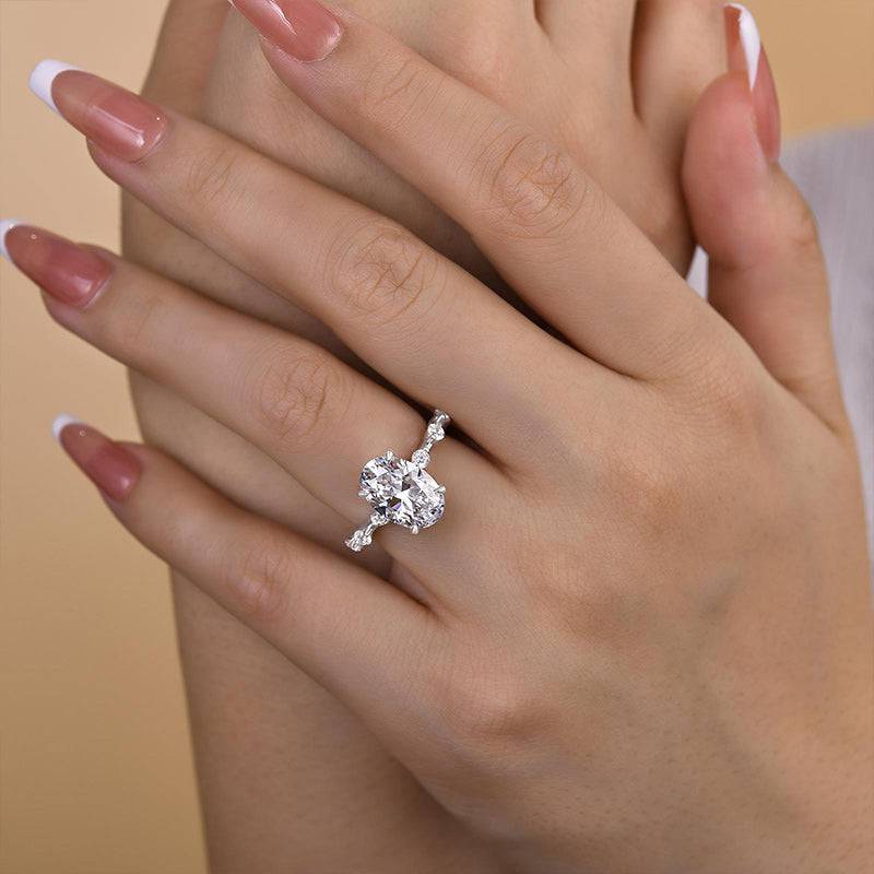 Louily Elegant Yellow Gold Oval Cut Engagement Ring In Sterling Silver - louilyjewelry