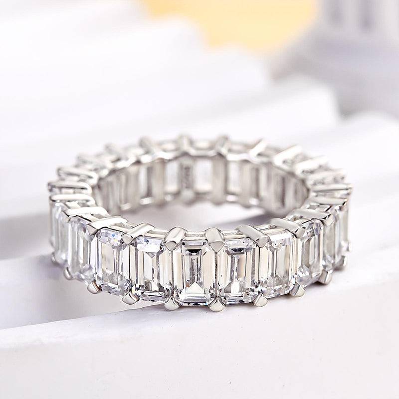 Louily Eternity Emerald Cut Women's Wedding Band In Sterling Silver - louilyjewelry