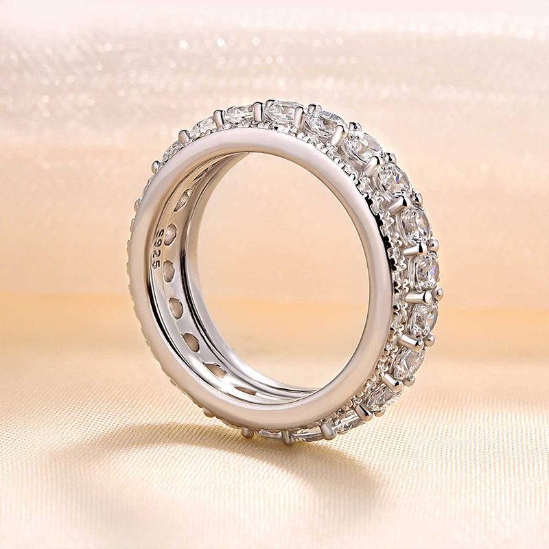 Louily Eternity Round Cut Women's Wedding Band In Sterling Silver - louilyjewelry