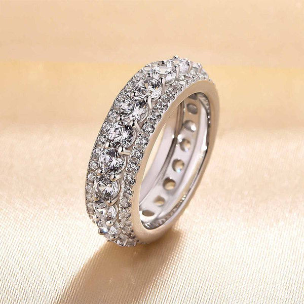 Louily Eternity Round Cut Women's Wedding Band In Sterling Silver