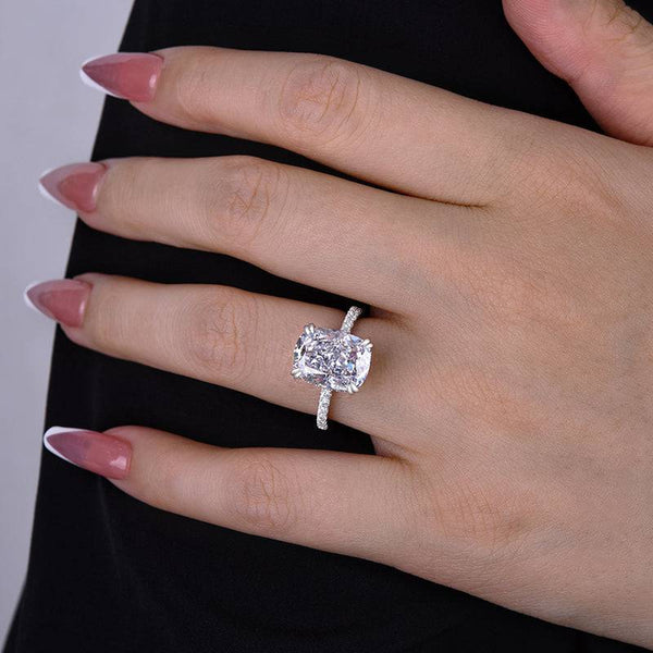 Louily Excellent Crushed Ice Cushion Cut Engagement Ring For Women In Sterling Silver