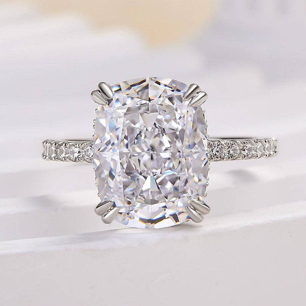 Louily Excellent Crushed Ice Cushion Cut Engagement Ring For Women In Sterling Silver